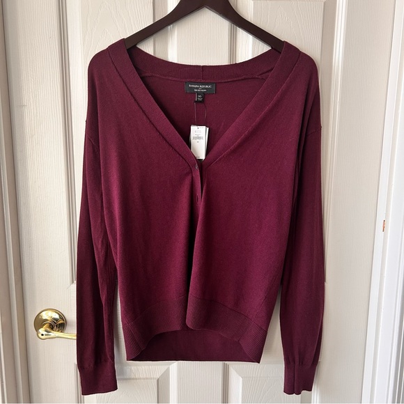 Banana Republic Sweaters - Banana Republic Burgundy V-neck Cardigan Sweater, NWT